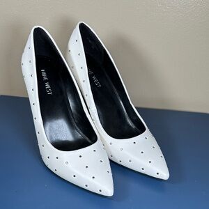 Nine West White Studded Heels